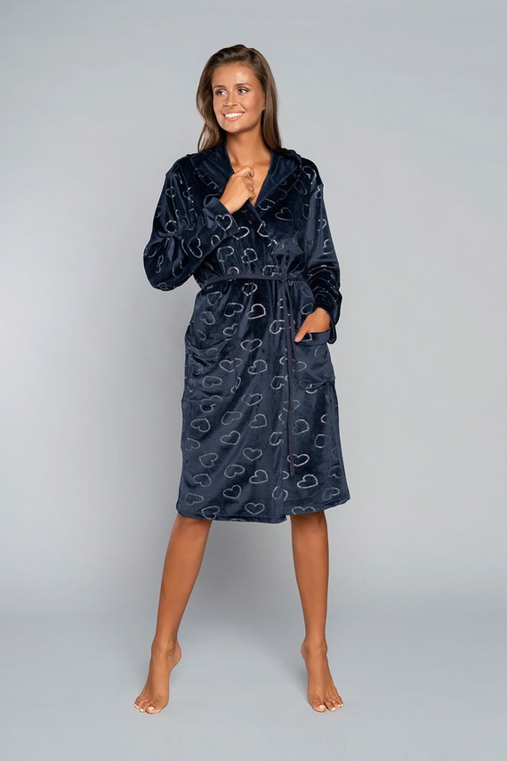 Elixir Dámsky župan s vreckami Italian Fashion - červená/potlač