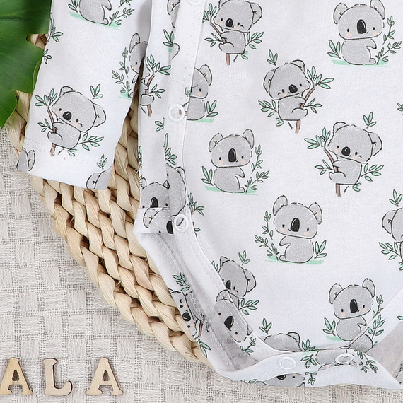 ABN-5201 Body zavinovacie Nini Sweet Koala biele 100 % organická bavlna
