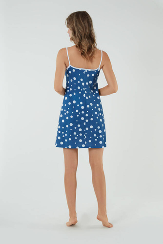 Nočná košeľa Ojos, úzke ramienka Talianska móda - modrá potlač