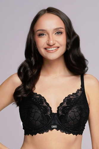 Soft 2253 Maxi Ava Bra Black - nepriehľadná, čipkovaná, vystužená, bez kostice, stabilná s trojitým nastavením