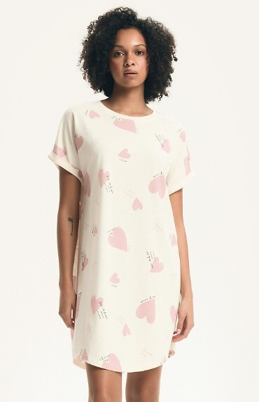 Dámska nočná košeľa 44490 Emela broskyňová Henderson, 100% bavlna, krátky rukáv, polkruhový výstrih