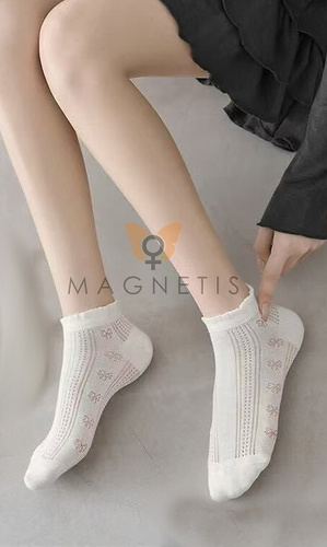 Dámske bavlnené ťapky Magnetis CC-251102 ecru s jemným vzorom