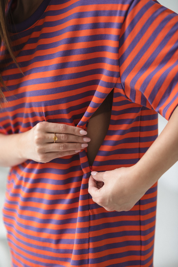 Mamahood Tričko pre tehotenstvo a dojčenie Milk&Love fialová a oranžová - pohodlné a štýlové