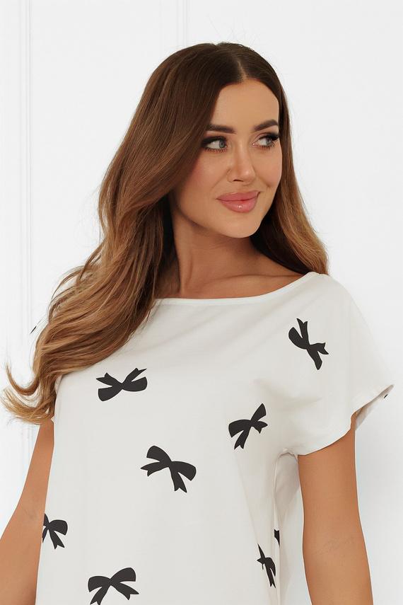 Dámska nočná košeľa Figaro - ecru, bavlna, krátky rukávTalianska móda