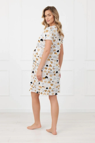 Ariela Talianska módna tehotenská nočná košeľa - krátky rukáv, bavlna