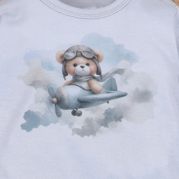 NINI ABN-5746/JSZ detské body 100 % bambus Baby Bear Pilot so zapínaním na cvoky