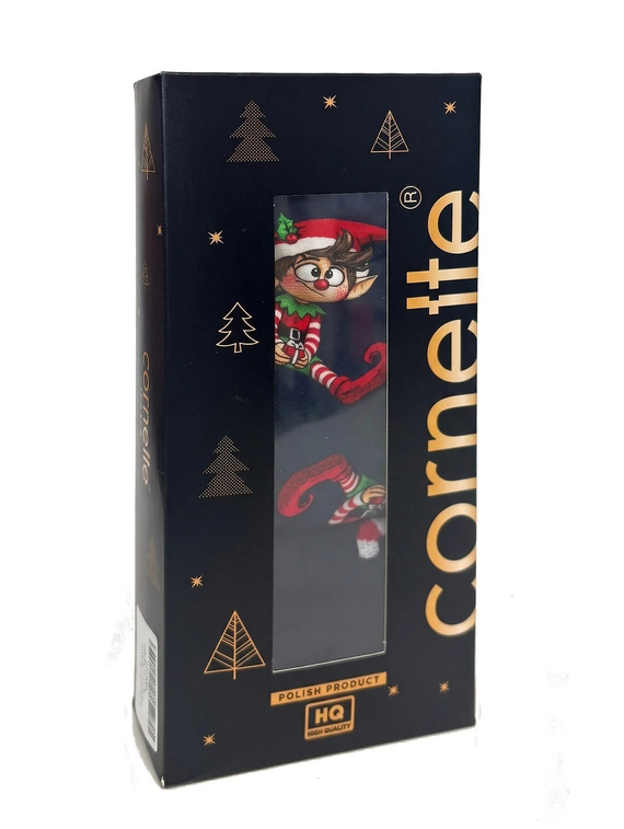 Cornette Gift 914/07 pánsky vianočný set boxeriek a ponožiek tmavomodrý