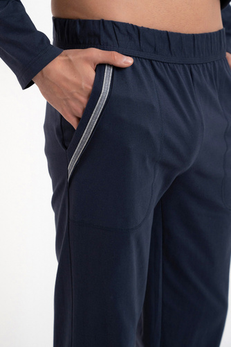 Zbyszek Pánske pyžamo s dlhým rukávom, dlhé nohavice Talian Fashion - námornícka modrá