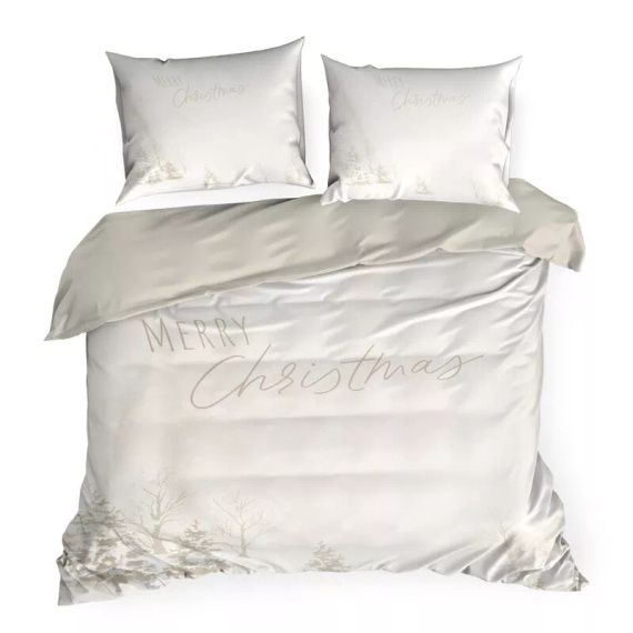 Vianočná posteľná bielizeň so snehovými vločkami z mikrovlákna Eurofirany biela zimná krajina - mäkká, ľahká a ľahko udržiavateľná, so zapínaním na zips