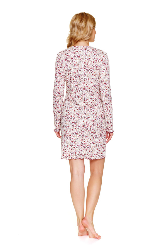 7308 Doctor Nap - Nočná košeľa pre tehotné a dojčiace ženy plus size | Bavlna s elastanom, poľská výroba - flores