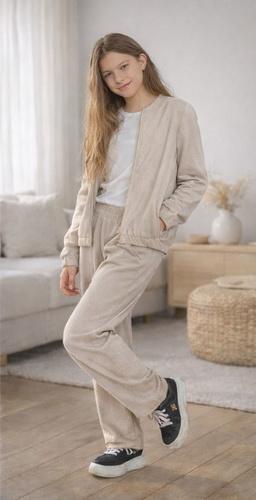 Nohavice Bambarillo Cord béžové baby cord s vreckami