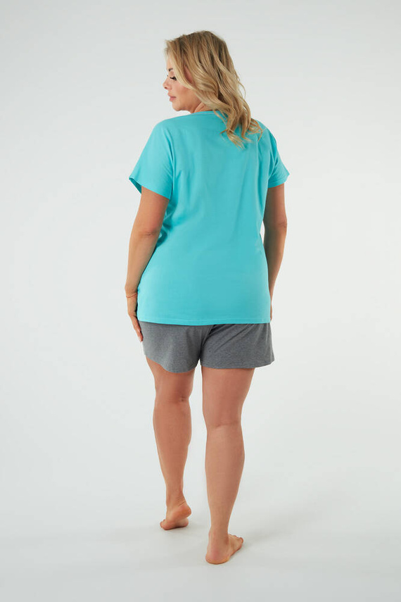 Selfie Dámske pyžamo s krátkym rukávom, šortky Italian Fashion - tyrkysová/melanžová
