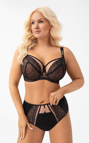 Podprsenky Gorsenia Latika K 975 čierna - mäkká, čipkovaná, s kosticami, veľké poprsie