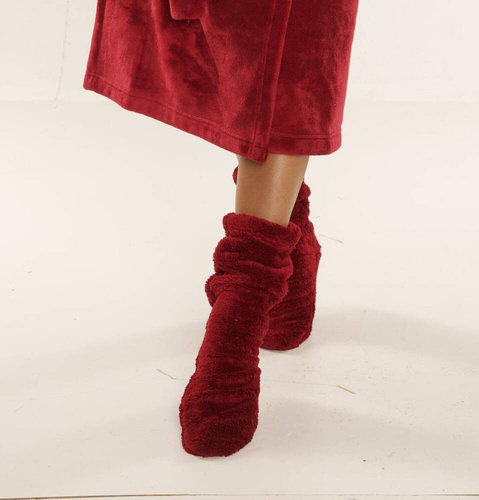 553/554 Wellsoft Hladké ponožky na spanie De Lafense - bordové