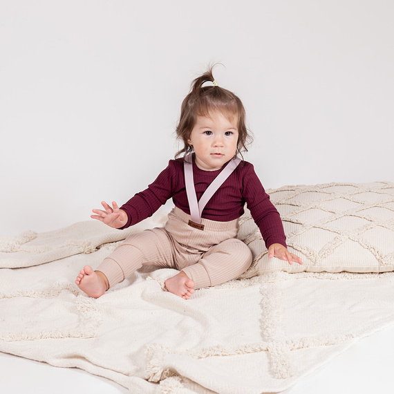 217097 Bavlnené body Alisa Nicol - bordové, rebrované, s dlhým rukávom