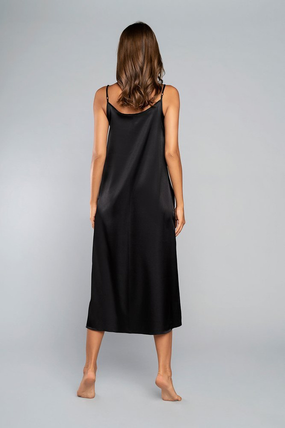 Nočná košeľa na dotyk s úzkym ramienkom, dlhá Italia Fashion - čierna