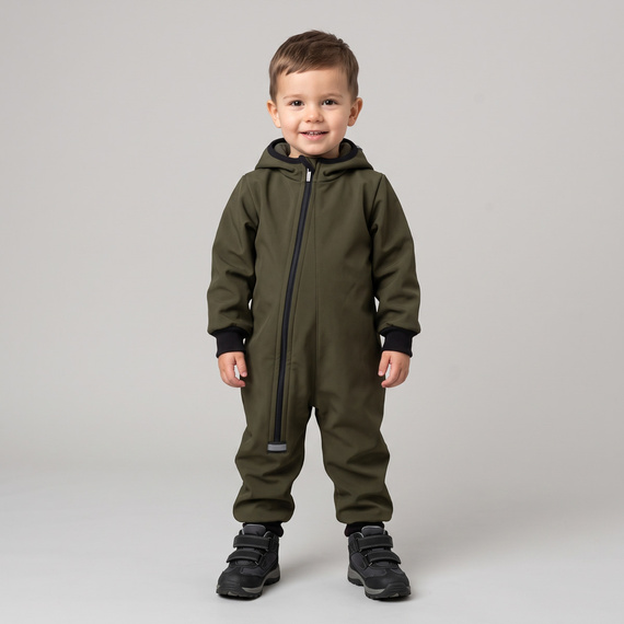 Detský overal Nicol 229082 Softshell s fleecovou podšívkou zelený
