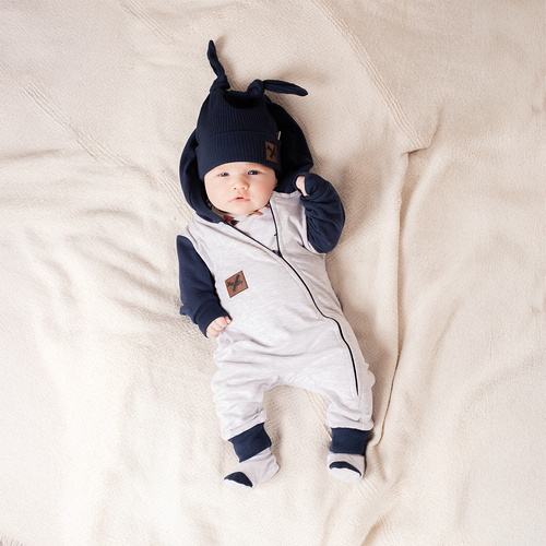 219271 Willy tepláky Nicol - sivé a tmavomodré s kapucňou a zipsom