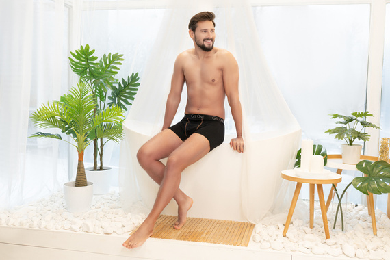 Fluo pánske boxerky Italian Fashion - čierna/fluo oranžová