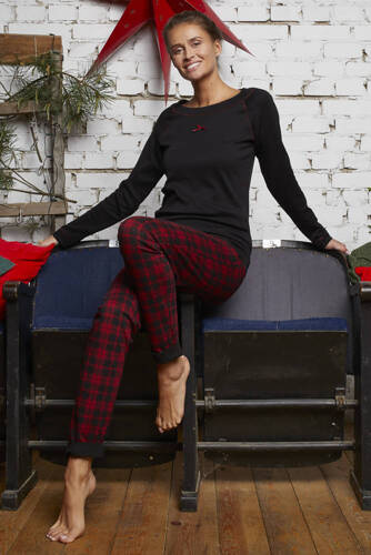 Ordesa Dámske pyžamo s dlhým rukávom a dlhými nohavicami Italian Fashion - čierna/potlač