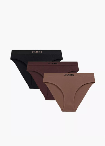 Figs 3CLP-012B Sport A'3 - dámske bavlnené nohavičky, 3-pack, cappucino chocolate black