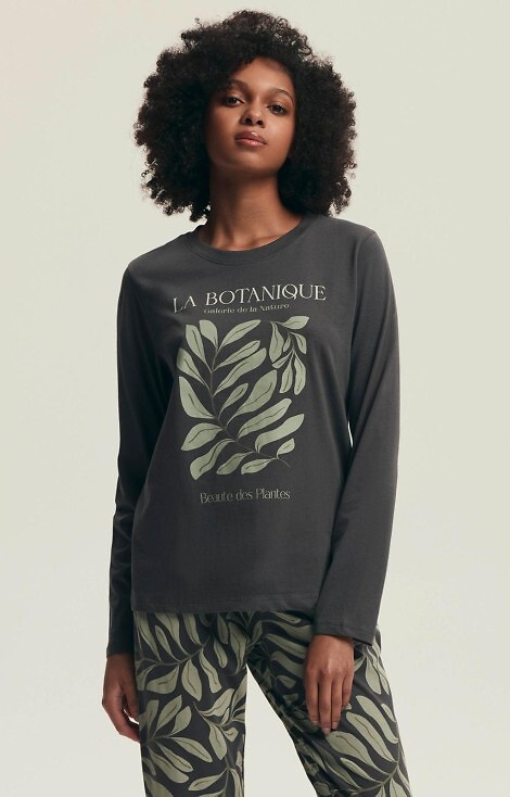 43685 Danna Dámske pyžamo Henderson šedé - bavlna, botanická potlač