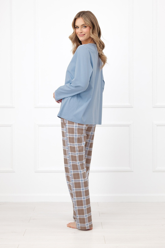 Dámska pyžama Italian Fashion Delma 100 % bavlna, dlhé nohavice, káro - oceľová