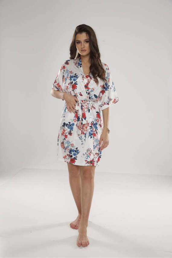 638 Lurdes Dámsky župan De Lafense - ecru-červený