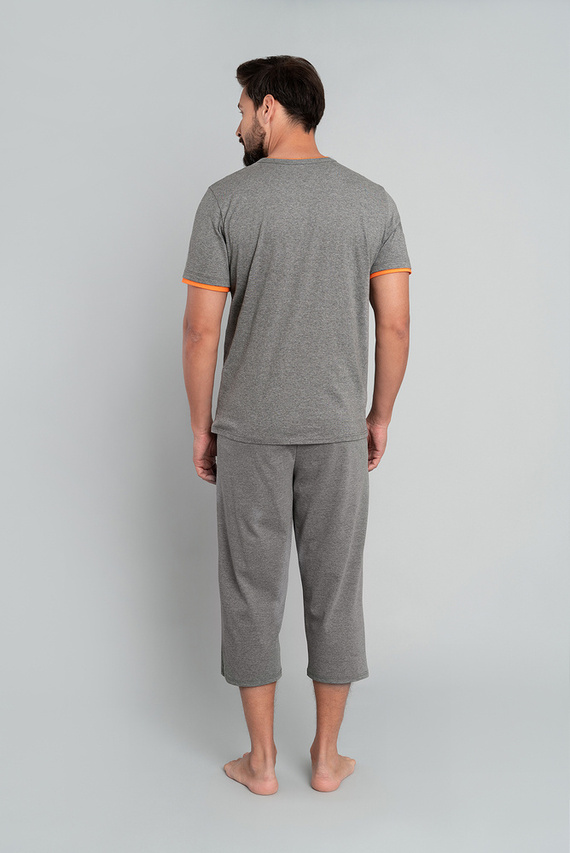 Marek Pánske pyžamo s krátkym rukávom, 3/4 nohavice Talianska móda - medium melange