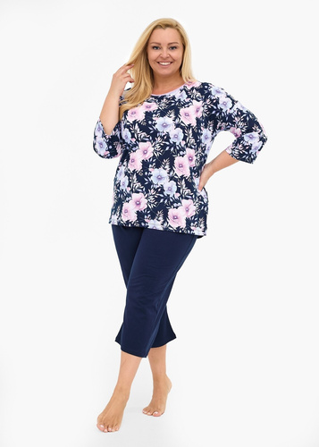 Dámske pyžamo 147/465 Anabel CORNETTE - bavlnené, 3/4 rukáv, tmavomodré