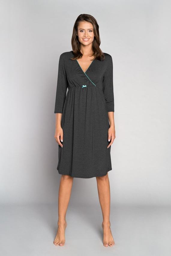 Italia Fashion tehotenské a dojčiace oblečenie sonata s 3/4 rukávom - tmavý melír/zelená