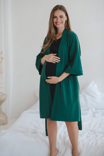 Milk&Love tehotenský župan fľaša zelená - bavlna s elastanom, pohodlný, rukáv 7/8