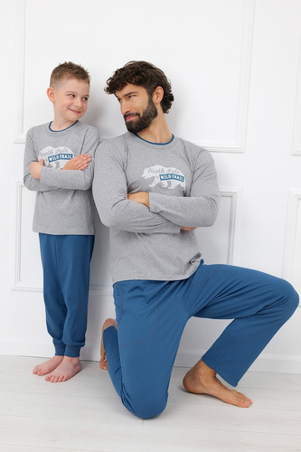 Chlapčenská pyžama Italian Fashion Kasim 100 % bavlna dlhá - melange