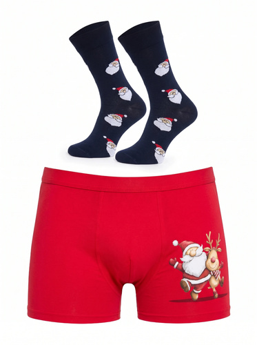 Cornette Gift 914/06 pánsky vianočný set boxeriek a ponožiek Santa a sob