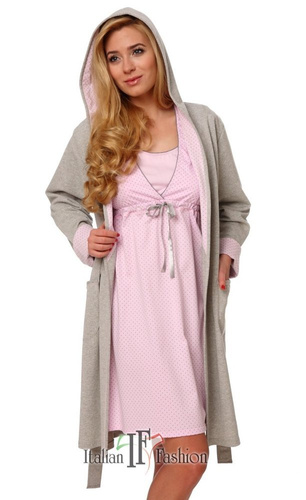 Dámsky pohodlný župan Italian Fashion - melange/ružový