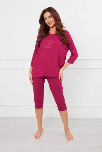 Natura Dámske 3/4 pyžamo Italian Fashion - víno
