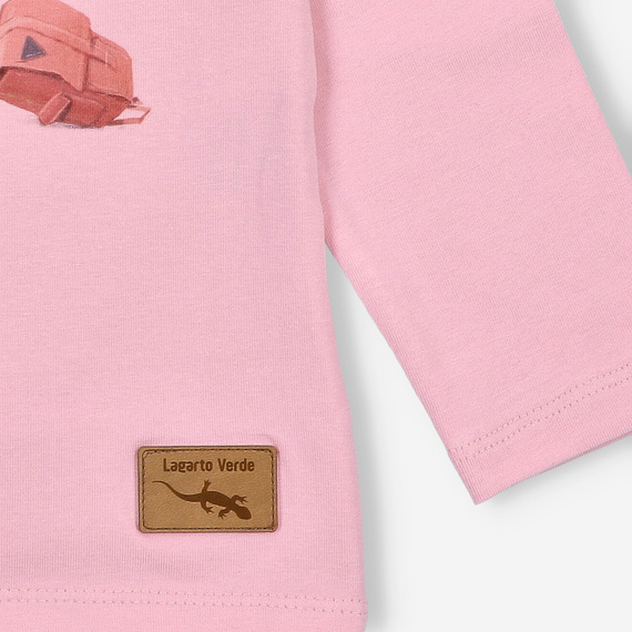 KAR-3011 Dievčenská blúzka s dlhým rukávom Lagarto Verde pink - štýlová, bavlna, poľská výroba