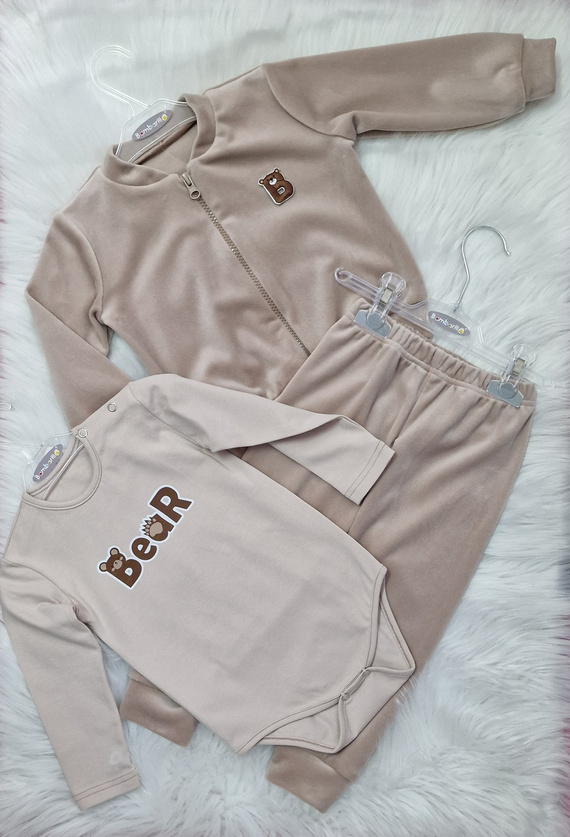 Detská tepláková súprava Bear Velour Bambarillo beige | Soft set