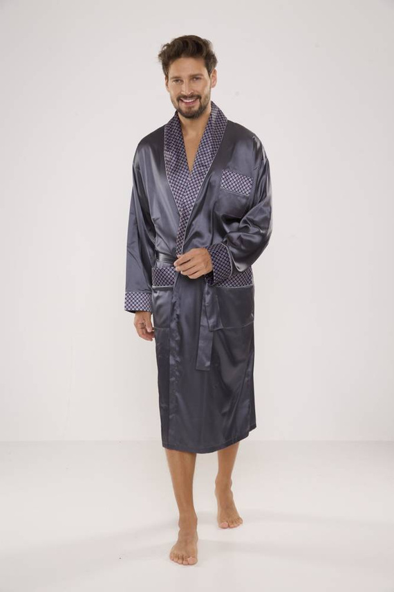 940 Forex pánsky saténový župan - sivý