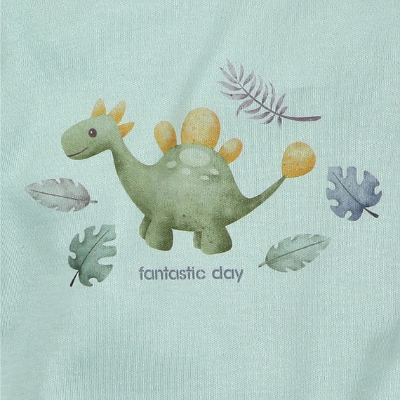 ABN-5566 Dino Explorer body z organickej bavlny Nini mint z organickej bavlny, dlhý rukáv