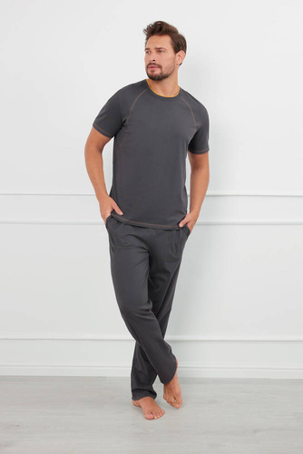 Salomon Pánske pyžamo s krátkym rukávom a dlhými nohavicami Italian Fashion - graphite/honey