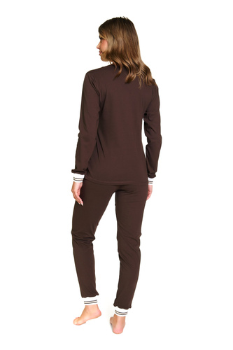 Doctor Nap 4504 - Dámske bavlnené pyžamo s rebrovaním - každodenný štýl a pohodlie - hnedé