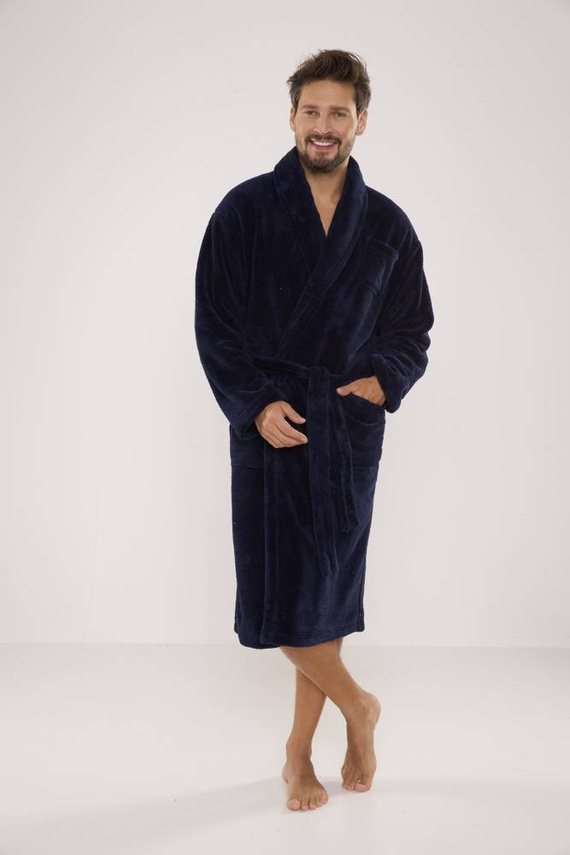 811 Pánsky plyšový župan De Lafense - tmavomodrý