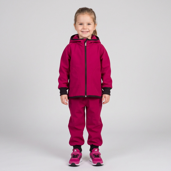 229002 Nicol Softshellová bunda pre dievčatá s kapucňou, fleece, reflexná - bordová