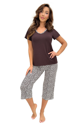 Donna Zoya dámske pyžamo 3/4 – viskóza a bavlna, V výstrih