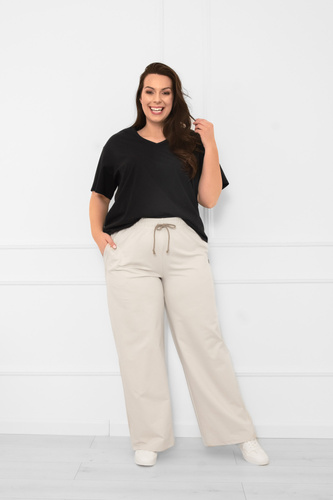 Dámske dlhé nohavice Caro beige - elegantné, štýlové nohavice v módnej farbe