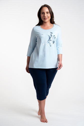 Arietta Dámske pyžamo s 3/4 rukávmi a 3/4 nohavicami Italian Fashion - modré