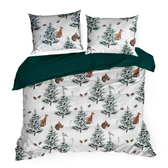 Roland Vianočné posteľné prádlo z mikrovlákna Eurofirany - zelené zdobené očarujúcou potlačou