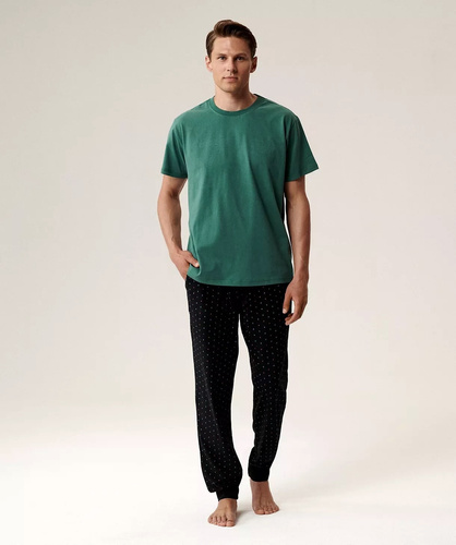 Pánske pyžamo NMP-388 Atlantic green - bavlna, krátky rukáv