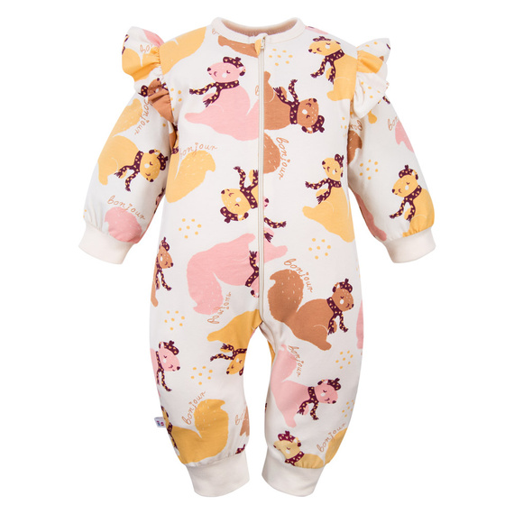 Detský župan Fluffy Tails Eevi - ecru, potlač, bez nožičiek, zips